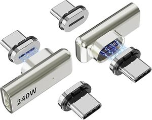 อะแดปเตอร์แม่เหล็ก USB C 240W, หัวต่อ USB-C แบบมุมฉาก 90 องศา (ตัวผู้-ตัวเมีย), ถ่ายโอนข้อมูล 40Gbps, รองรับการแสดงผลวิดีโอ 8K - Product Image 1