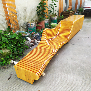 Özelleştirilmiş ahşap tezgah bahçe kentsel sokak mobilyası katı ahşap tasarım büyük dayanıklı açık sandalyeler ile arkalığı - Product Image 2