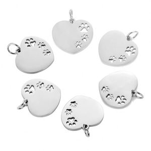 Porte-clés promotionnels en acier inoxydable en forme de cœur, accessoires élégants pour la personnalisation quotidienne, pendentifs pour l'adoption d'animaux/les amoureux - Product Image 4