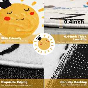 Tapis de jeu circulaire éducatif en peluche douce, 4 pieds, lavable, tapis de crèche pour salle de classe, salle de jeux, chambre à coucher - Product Image 5