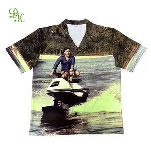Custom design sublimation print men's beach polyester hawaiian shirts for men