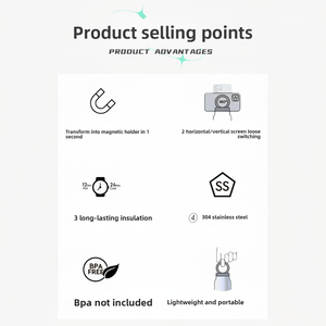 Moderno Soporte para Teléfono Personalizable de 18oz/32oz, Doble Pared, Aislamiento al Vacío de Aluminio 304 SilverJet, 12-24 Horas de Temperatura Constante - Product Image 1