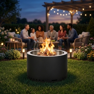 Nouveau produit : Brasero multifonctionnel en acier thermolaqué avec brûleur à granulés pour foyer - Product Image 1