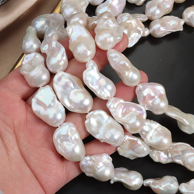 High-gloss Colorful Large Baroque Fishtail Pearl Beaded Natural Freshwater Pearls 15-16mm Irregular Shape One Strand