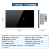 ANDELITuya Interrupteur Mural Intelligent WiFi 3 Gang Gris LED Interrupteurs avec/sans Fil Neutre Alexa Google Home Smart Life