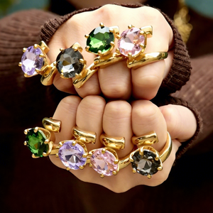 Luxury Waterproof Single Cubic Zircon <strong>Cocktail</strong> <strong>Ring</strong> Multi-Color 18K <strong>Gold</strong> Plated Sparkling <strong>Cocktail</strong> <strong>Ring</strong> for Women - Product Image 1
