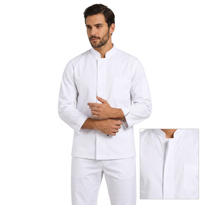 Uniforme de restaurant semi-formel en coton à manches longues unisexe pour le personnel d'hôtel et de bar, vêtements de travail respirants, vente en gros - Product Image 1