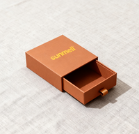 Nouveau design Boîte à bijoux personnalisée à bas prix Emballage de bijoux marron avec logo personnalisé de luxe Boîtes en carton à glissière avec tiroir
