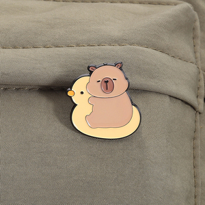 Mignon Capybara émail broche paresseux Animal dessin animé broche drôle métal revers Badge bijoux cadeau pour enfants et amis - Product Image 3