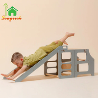 Tabouret d'apprentissage Montessori 3-en-1 pliable en bois, tour de cuisine transformable avec toboggan, mobilier moderne intérieur/extérieur pour chambre