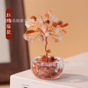 Ornement Arbre à Monnaie en Cristal, Agate Rouge, Mini Décoration de Bureau, Maison, Voiture, Cadeau - Product Image 1