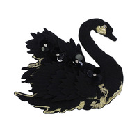 Patch décoratif DIY en tissu brodé de fleurs grandes et élégantes, perles de cygne noir et blanc, pour vêtements BD-024 Chine