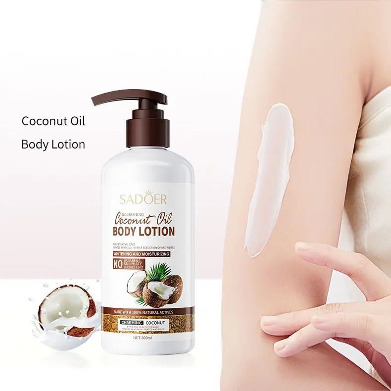 300ml Daily Body Skin Care Hidratante Natural Óleo de Coco Loção Corporal com Fragrância