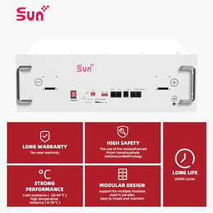 Système de stockage de batterie au lithium LiFePO4 hybride empilable SUNPLUS 5KWH IP65 avec conception murale - Product Image 5