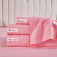 Parure de lit en polyester couleur unie, drap plat, drap-housse, taie d'oreiller, ensemble de linge de lit 3/4 pièces pour hôtel, maison, chambre