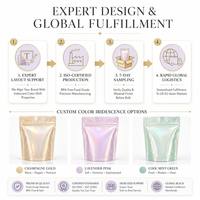 Pochette Souple Transparente Minimaliste Iridescente en Mylar avec Fermeture Ziplock Personnalisée 1oz 28g, Emballage Anti-Odeur pour Mélanges Botaniques de Boutique
