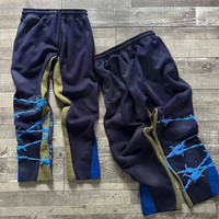 Schwergewichtige Trainingsanzüge mit Reißverschluss, Streetwear aus 100% Baumwolle, Bedruckter Sportanzug mit 3D-Panel, Used-Look und Acid-Wash-Set