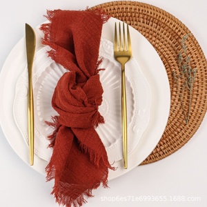 Serviettes en <span class=keywords><strong>tissu</strong></span> bohème imprimées <span class=keywords><strong>terracotta</strong></span>, orange brûlé, à franges, réutilisables, 17x17 pouces, lot <span class=keywords><strong>de</strong></span> 6, pour mariage, fête prénuptiale, baby shower - Product Image 4
