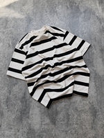T-shirt surdimensionné imprimé à rayures, col rond, 100 % coton biologique, sérigraphié, respirant, vente en gros