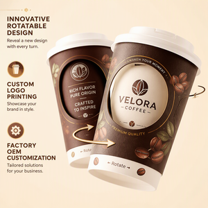 Vaso de Papel Biodegradable de Doble Pared Giratorio, Sin Blanquear, con Tapa, Tamaño Personalizado, para Tiendas Gourmet, Empaque Premium para Bebidas - Product Image 4
