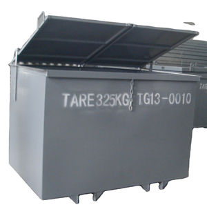 Poubelle avant avec couvercle skip équipement métallique Conteneur bacs de stockage des déchets sur roues - Product Image 1