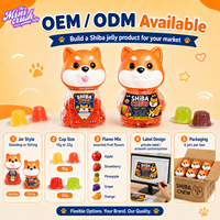Bonbons gélifiés aux fruits OEM ODM en pot mignon en forme de chien Shiba avec saveurs de fruits assorties 15g 32g, coupelles de gelée pour la vente en gros