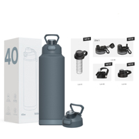 Flacon à eau courante isolé sous vide en acier inoxydable à double paroi de 18 à 32oz avec poignée et couvercle de verrouillage