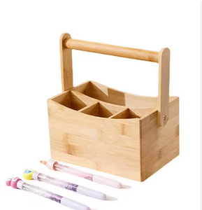 Organizador de Bambú Natural con Asa, Caja Organizadora Multisección - Product Image 3