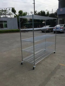 Factory Wholesale Modern Rectangle <strong>Wire</strong> Shelving 4 Tiers 150kg Capacity 4 Layers Carbon Steel Storage <strong>Rack</strong> Zinc Chrome <strong>Rack</strong> - Product Image 2