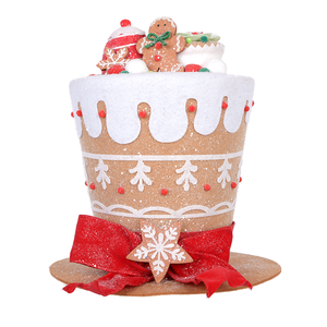 Nuovissimo Prodotto: Decorazione Natalizia di Lusso per Albero, Cappello di Pan di Zenzero con Glitter - Product Image 1