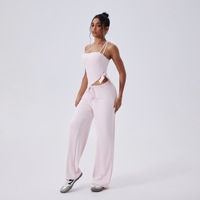 Nouvel ensemble de sport extensible quatre directions léger grande taille pour femme, avec cordon de serrage doux à la taille, deux pièces, vêtements d'entraînement et de fitness actifs