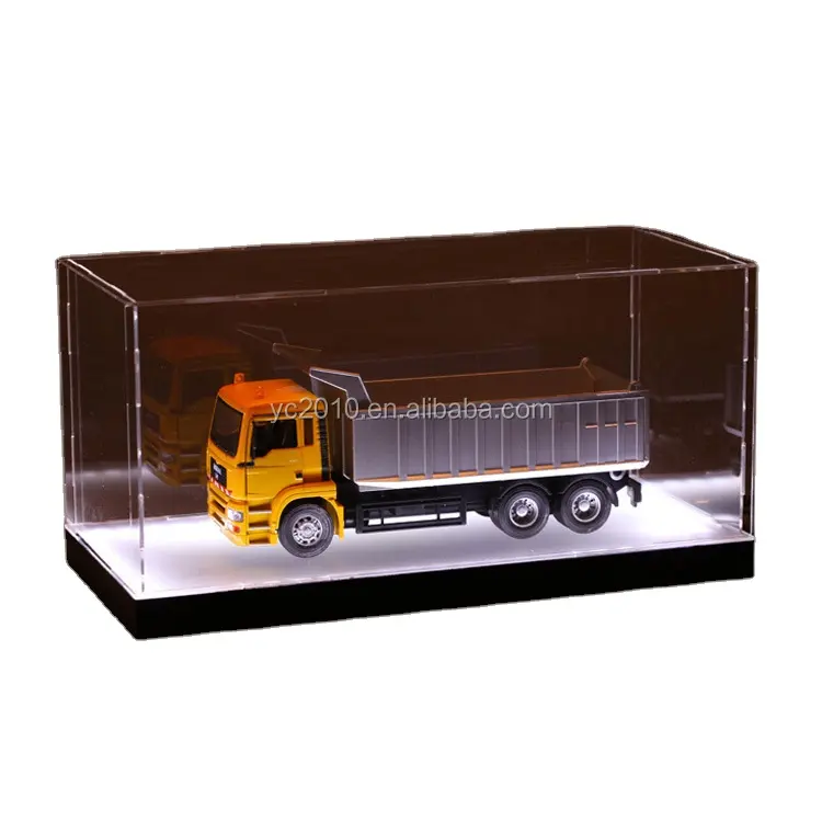 Boîte d'exposition en acrylique transparent avec Base, modèle de jouet de camion professionnel personnalisé
