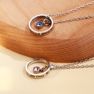 Thiết kế sáng tạo xoay <span class=keywords><strong>Birthstone</strong></span> và chống lo lắng Vòng Mặt Dây Chuyền Vòng cổ handmade khắc vòng cổ cho các cặp vợ chồng những người yêu thích - Product Image 6