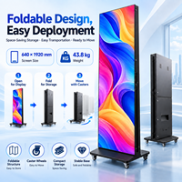 Afficheur LED portable d'intérieur, écran d'affichage numérique pliable avec base mobile pour magasin de détail, hôtel, exposition