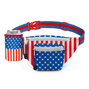 حزم فاني مخصصة بعلم امريكي باطريوتي مع حامل مشروبات مجموعة فاني للولايات المتحدة الأمريكية لحفلات 4th of July BBQ وحفلات حمامات السباحة والامراض - Product Image 1