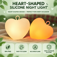 Veilleuse LED tactile mini cœur à intensité variable, 35h d'autonomie, mignonne, décorative, en silicone platine, pour chambre d'enfant, sans BPA