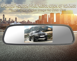 شاشة مرآة سيارة GreenYi مقاس 5 بوصات عالية الدقة مع كاميرا خلفية للسيارة بزاوية 170 درجة ورؤية ليلية فائقة الوضوح - Product Image 3