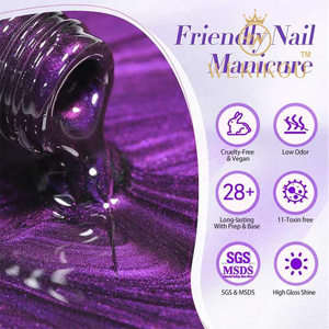 Professional HEMA Free Ice Glass Jelly Purple Cateye <strong>Nail</strong> Gel <strong>Polishes</strong> Shimmer <strong>Glitter</strong> Cat Eye <strong>Nail</strong> <strong>Polish</strong> with Logo - Product Image 5