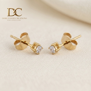 Pendientes de Diamantes Cultivados en Laboratorio con Certificado IGI, Oro Amarillo Sólido de 14 Quilates, Corte Brillante Redondo, Joyería Elegante para Mujer - Product Image 3