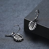 Boucles d'oreilles feuilles de Monstera en argent sterling 925 Bijoux hawaïens