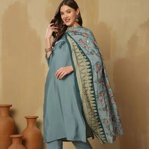 Kurta de seda pura regular para mujer con pantalones y con Dupatta, producto a granel, uso diario personalizado para mujer - Product Image 6