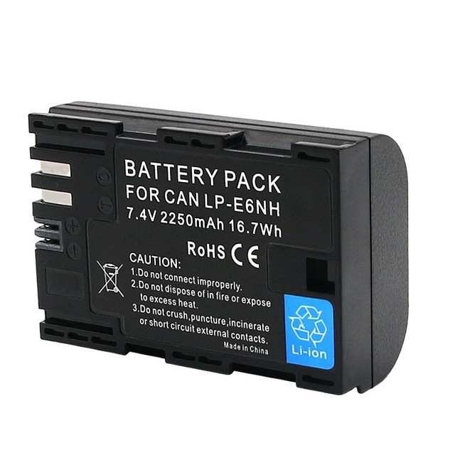 LP-E6NH 2250mAh Li-ion Polymer Rechargeable Battery for EOS 5D4 80D 5D3 70D DSLR CE/FCC Certified Stock 12-Month
