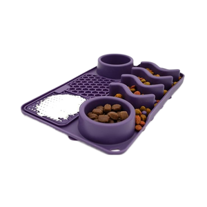 <span class=keywords><strong>Palz</strong></span> & Co 2-en-1 Pédale <span class=keywords><strong>Puzzle</strong></span> Tapis à Lécher Lente Passe au Lave-Vaisselle Violet Silicone Chien/Chat Sec Humide Bol de Nourriture Moyen 12 \ "x 8 \" - Product Image 1