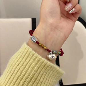Pulsera de hilo rojo con dije de campana de plata pura 999, regalo unisex, joyería - Product Image 2