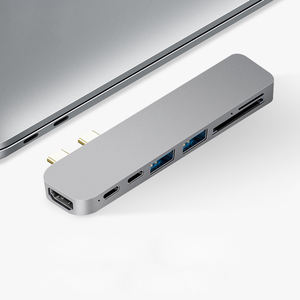 7 en 1 double <span class=keywords><strong>adaptateur</strong></span> de concentrateur USB Type C Compatible USB3.0 lecteur de carte <span class=keywords><strong>SD</strong></span>/<span class=keywords><strong>Micro</strong></span> <span class=keywords><strong>SD</strong></span> Station d'accueil pour ordinateur portable pour MacBook Pro - Product Image 2