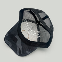 Casquette Trucker en Maille Camouflage 5 Panneaux Qualité OEM ODM 1.1 avec Patch Circulaire Personnalisé pour Grossistes Usine BSCI Prix Faible MOQ
