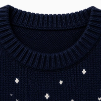 Pull de Noël en tricot jacquard personnalisé d'usine, motif maison de neige et flocons de neige, col rond, pull de Noël moche, 100% coton, ODM, petite taille