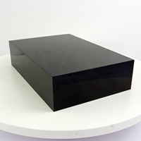 Nouvelle boîte en plexiglas rectangulaire noire à 45 degrés avec couvercle, boîte en acrylique personnalisée