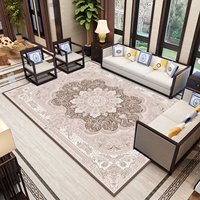 Europäischer Teppich für Wohnzimmer und Esszimmer, Maschinengefertigte Rutschfeste Umweltfreundliche PET-geeignete Fußmatte mit Polsterung