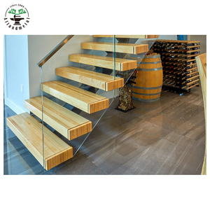 <span class=keywords><strong>Escalier</strong></span> flottant en acier <span class=keywords><strong>noir</strong></span> au design <span class=keywords><strong>moderne</strong></span> avec garde-corps en verre à fixation sans cadre pour villas - Product Image 6